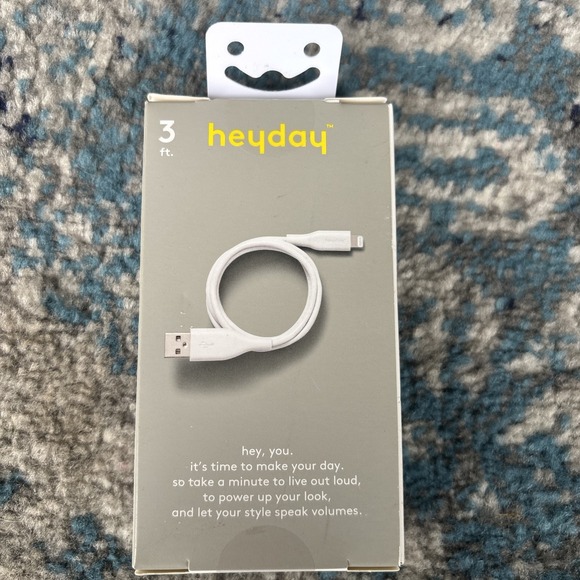 heyday Lightning to USB-A Round Cable MFi certified 3FT‎ WHITE - Picture 1 of 5
